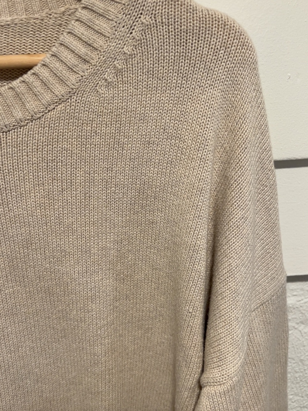 Quince Beige Crewneck Sweater - Soft Rib Knit - Picture 3 of 5